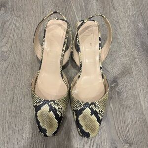 STAUD Snakeskin Leather Slingback Kitten Heels